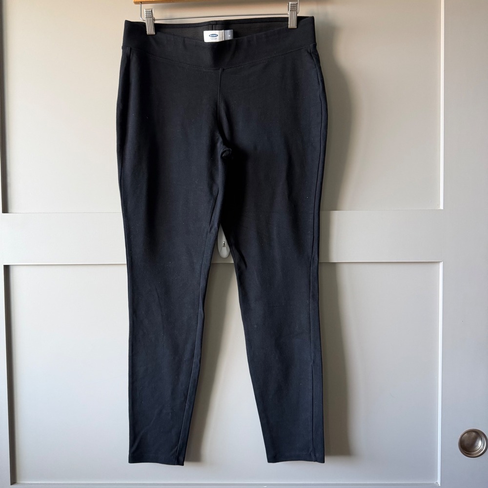 Old Navy Leggings Womens Size M Black Knit Elastic Waist Pull On Slim Pants